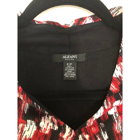 Alfani Red and White Patterned Blouse - Women's Petite PP (0-2) - Picture 2 of 4